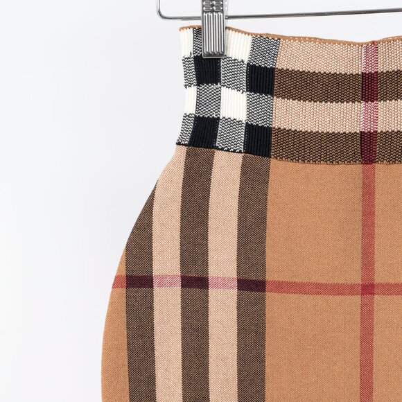 Burberry Kammie Birch Brown Check Knit Pencil Skirt - Picture 5 of 11